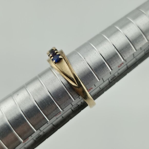 10k Yellow Gold Ring 9 Stones Rainbow Mothers Grandmother Mom Size 6 HOF Vintage - Picture 7 of 15